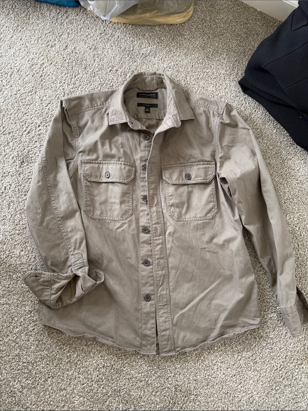 Men's Casual Button-Up Overshirt Jacket - olive green